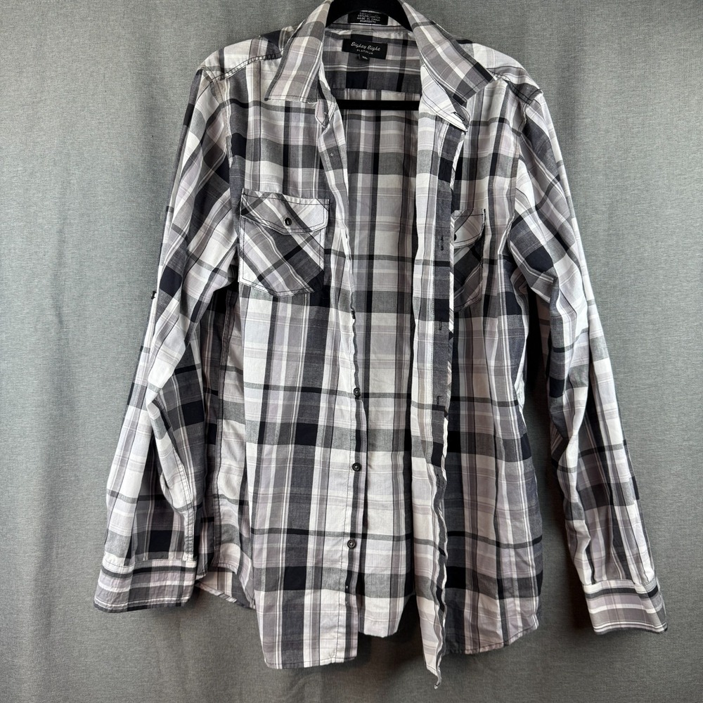 Eighty Eight Shirt Mens XXL Black White Plaid Long Sleeve Button Up Casual